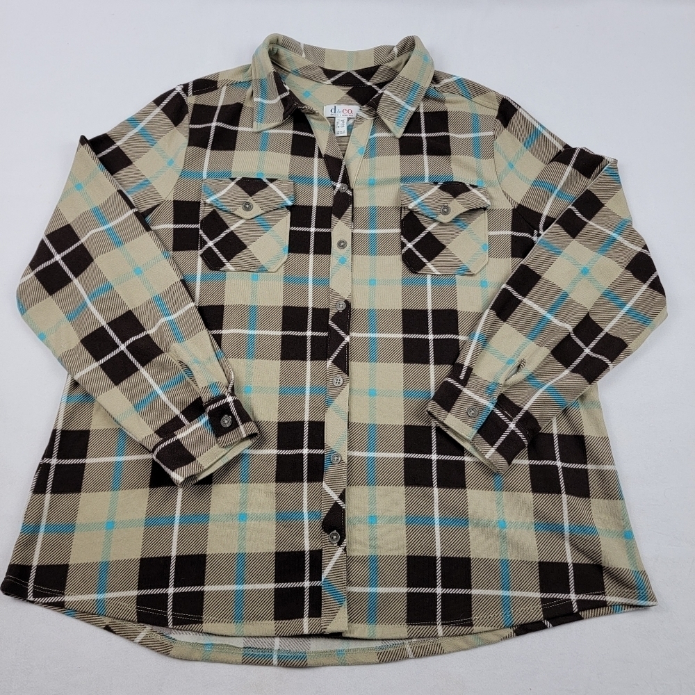 Super soft‎ heavy drapey d& Co. Long sleeve flannel shirt grunge Y2K